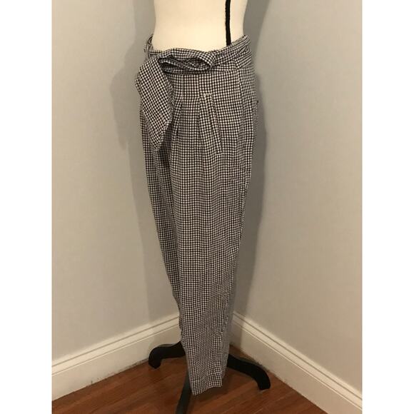 Anthropologie Cartonnier Tie-Waist Black/White Gingham Trousers - Size 10 - Picture 2 of 10